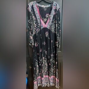 Free People Black and Pink Floral Dress
